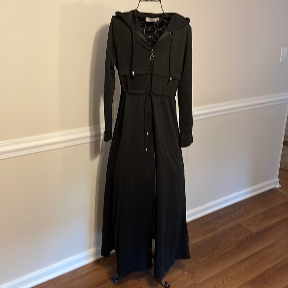 Miss Cazibe Black Long Jacket or Dress w/ Hoodie Miss Cazibe Women's sz 40  nwot